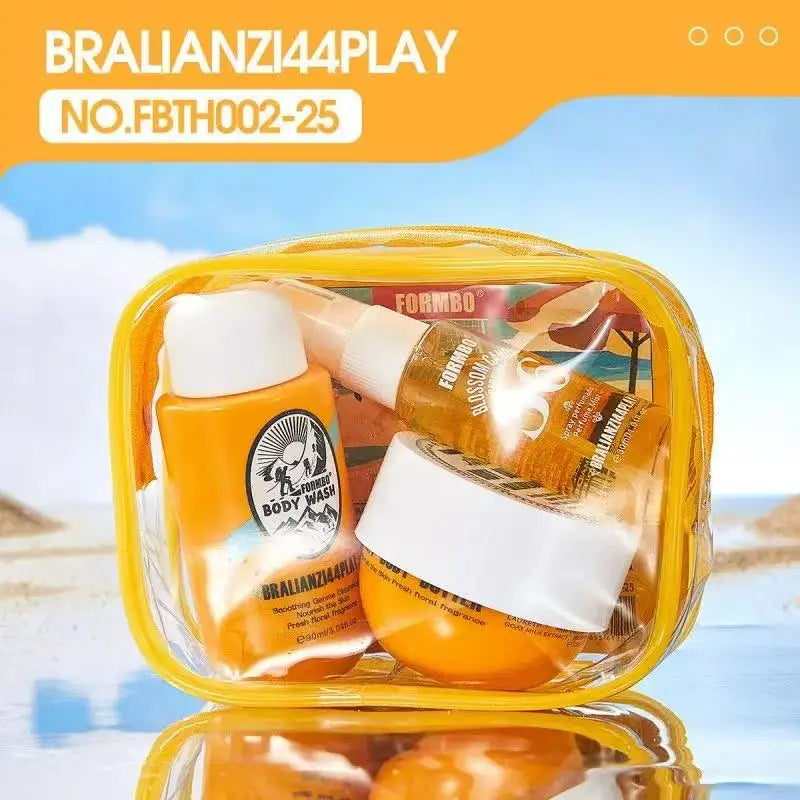Sol de Janeiro Brazilian Bum Bum Cream & Shower Gel & Body Mist Travel Set - 3pcs Body Care Kit with Pouch