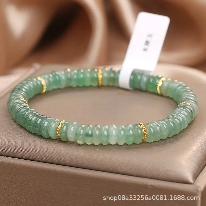 Natural Dongling Jade Abacus Beads Bracelet Women's Green Fresh White Chinese Style Natural Crystal Girlfriend Luxury HandString