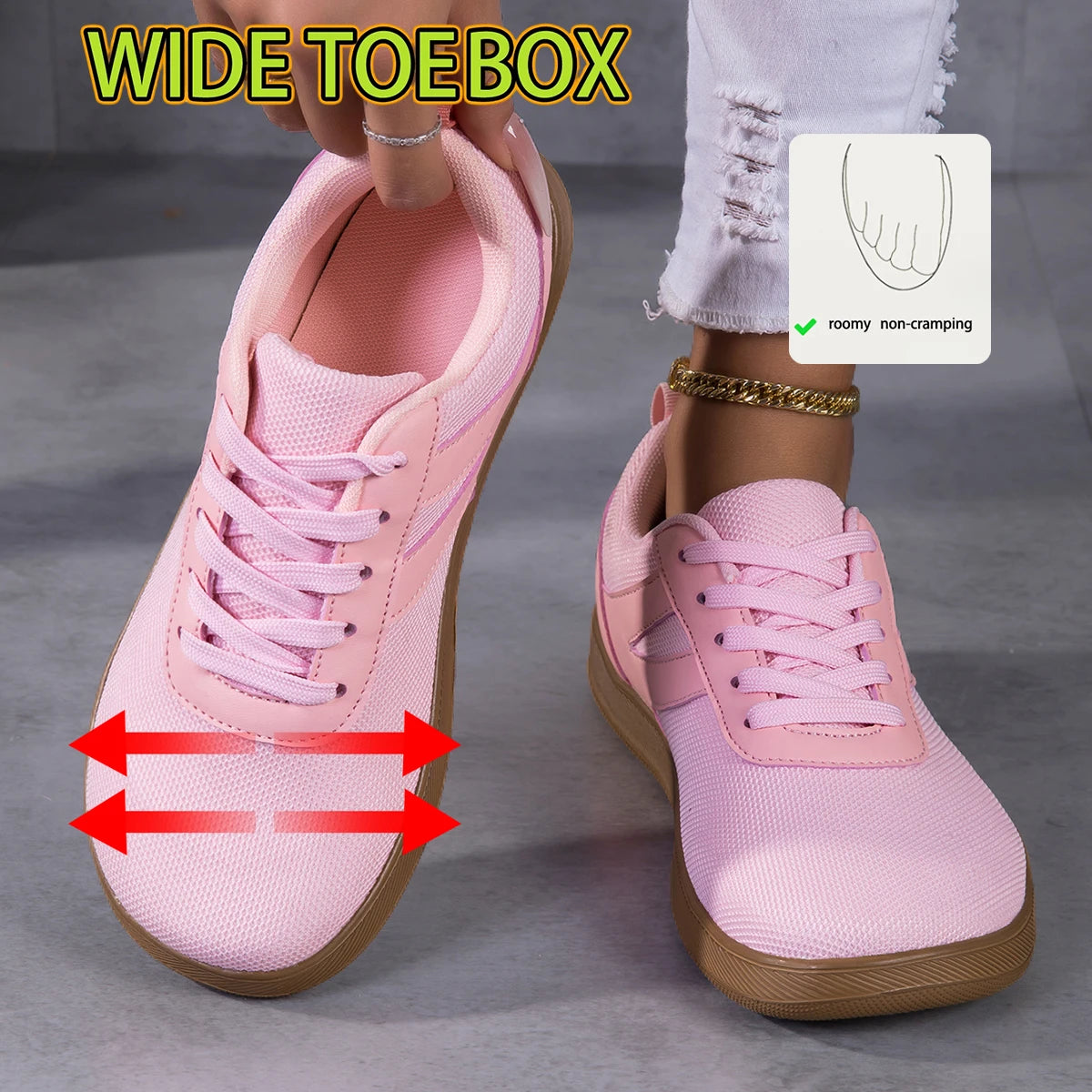 2026 New Wide-Toe Women's Sneakers, Breathable and Slip-Resistant, Comfortable and Lightweight Casual Shoes for Daily Walking and Training, German-Style Trainer, Unisex Design
