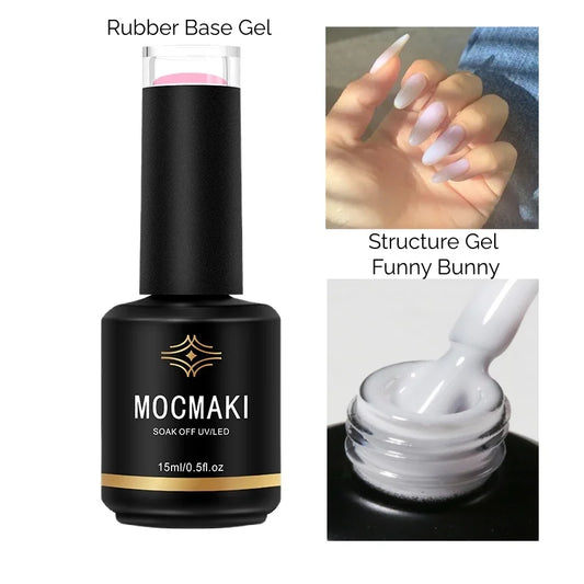 Mocmaki GEL Structure Gel Funny Bunny Rubber Base Gel Nail Polish 15ML Semi Permanent UV Soak Off Milky White Gellak for Manicur