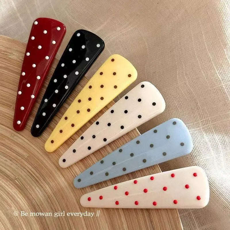Polka Dot Triangle Hair Clips Women Girls Cute Bangs Side Snap Barrettes Korean Style Fashion Headwear Accessories Hairpins