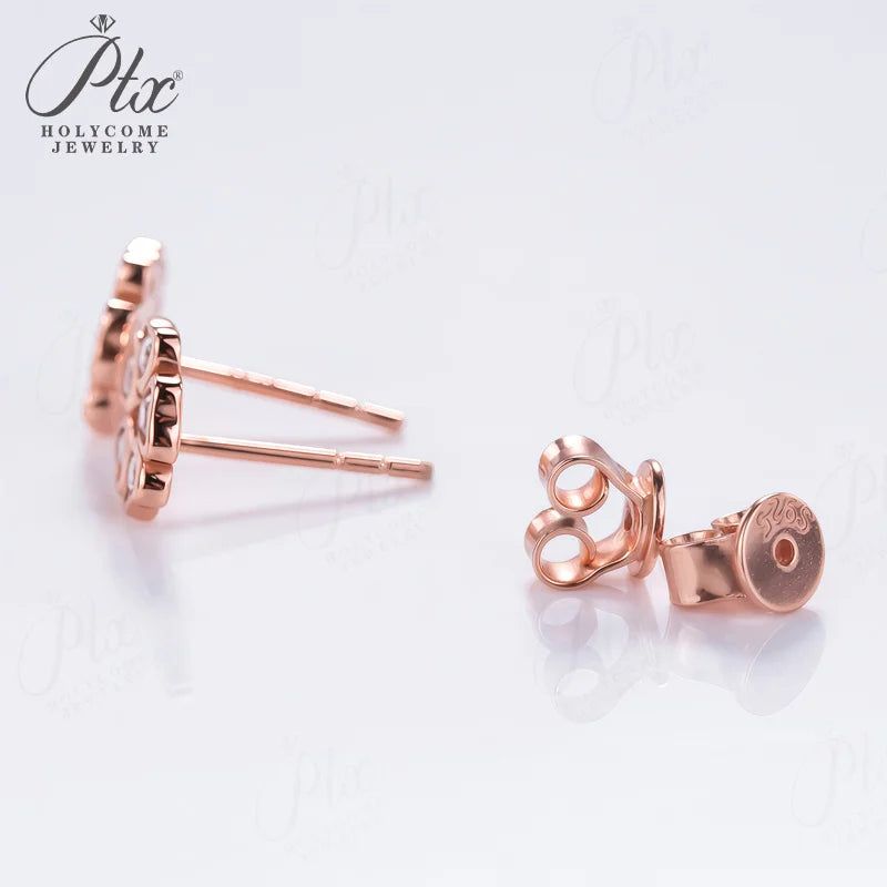 Women Valentine's Day Wedding Stud Earrings Daughter Flower Ear Stud 925 Sterling Silver Moissanite Diamond Girl Birthday Gift