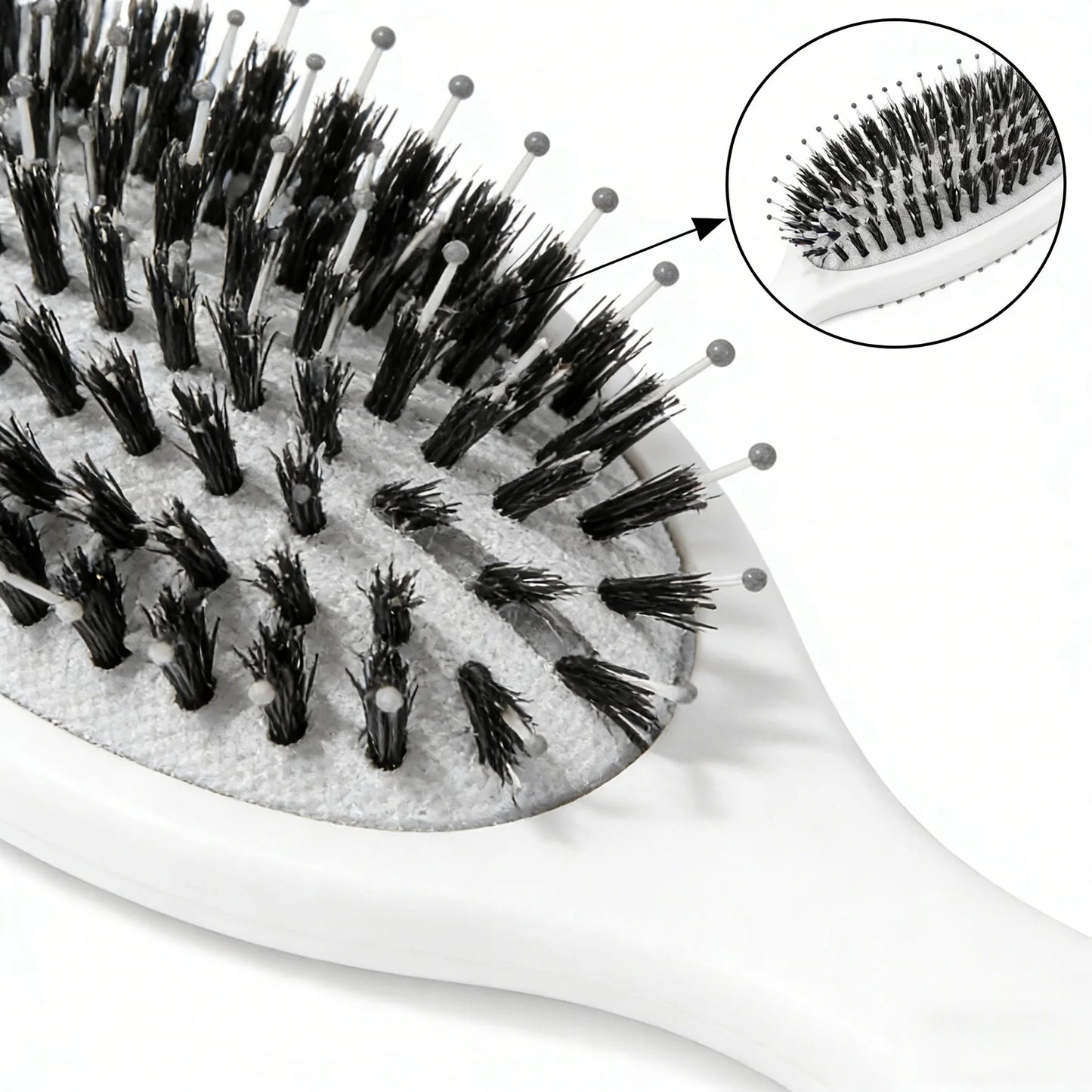 Cushion Hair Brush White Boar Bristles Detangling Anti-Frizz & Scalp Massage Salon Styling Tool for Curly Straight Dry&Wet Hair