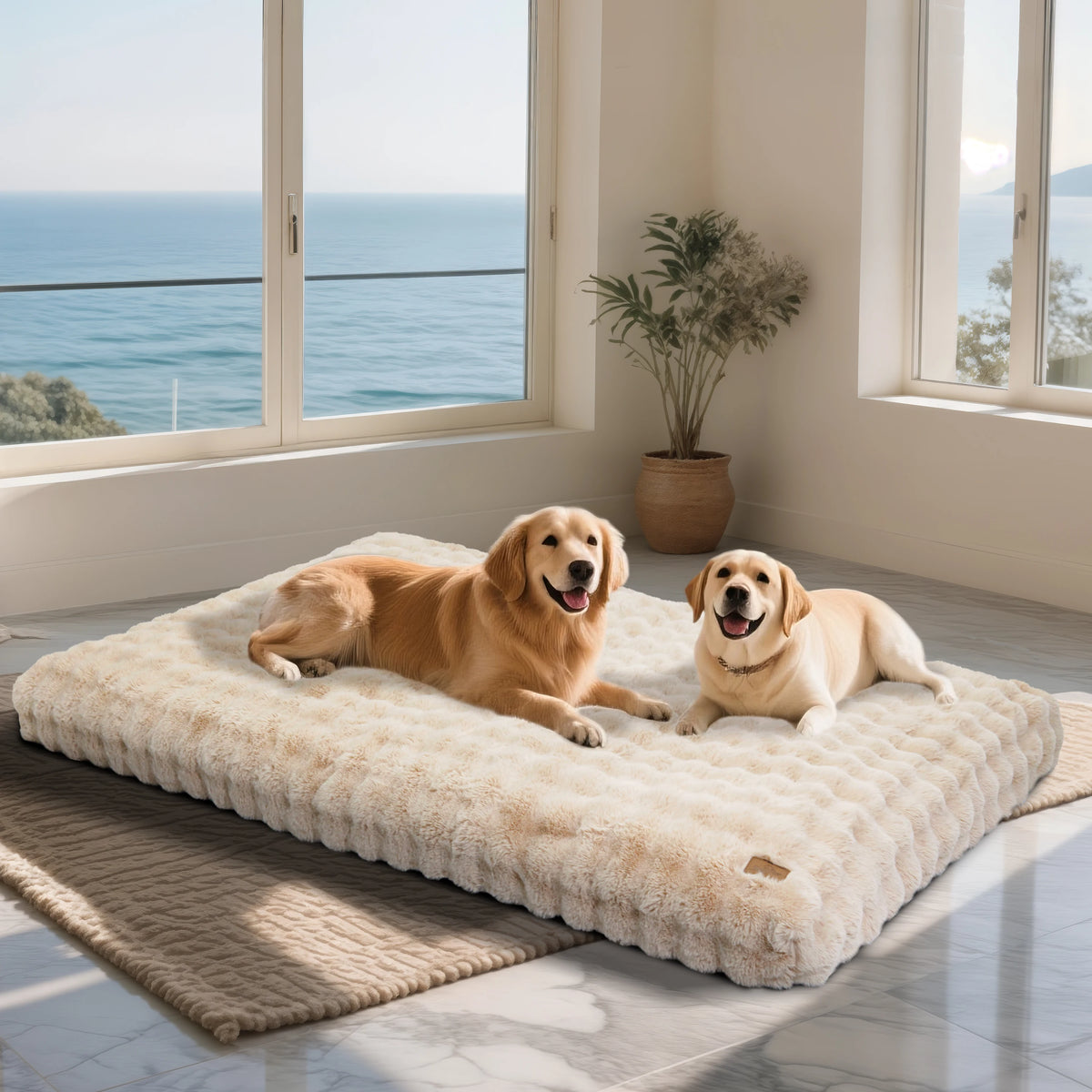 M-4XL Ultra-soft Plush Dog Bed Pet Cat Calming Sleeping Bed Thicker Foam Base Crate Bed Multiple Sizes Option for Dogs