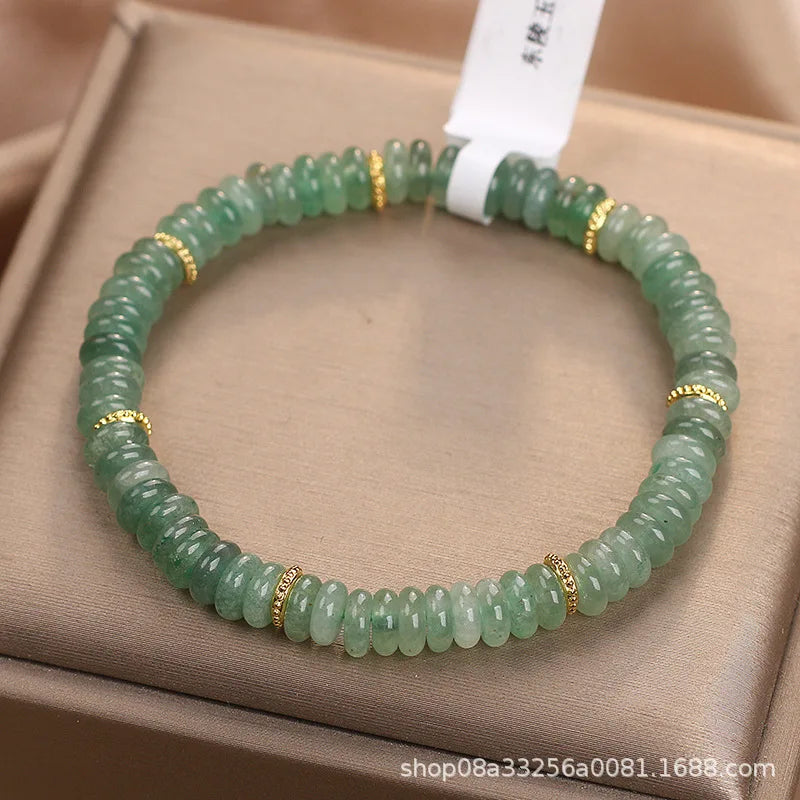 Natural Dongling Jade Abacus Beads Bracelet Women's Green Fresh White Chinese Style Natural Crystal Girlfriend Luxury HandString