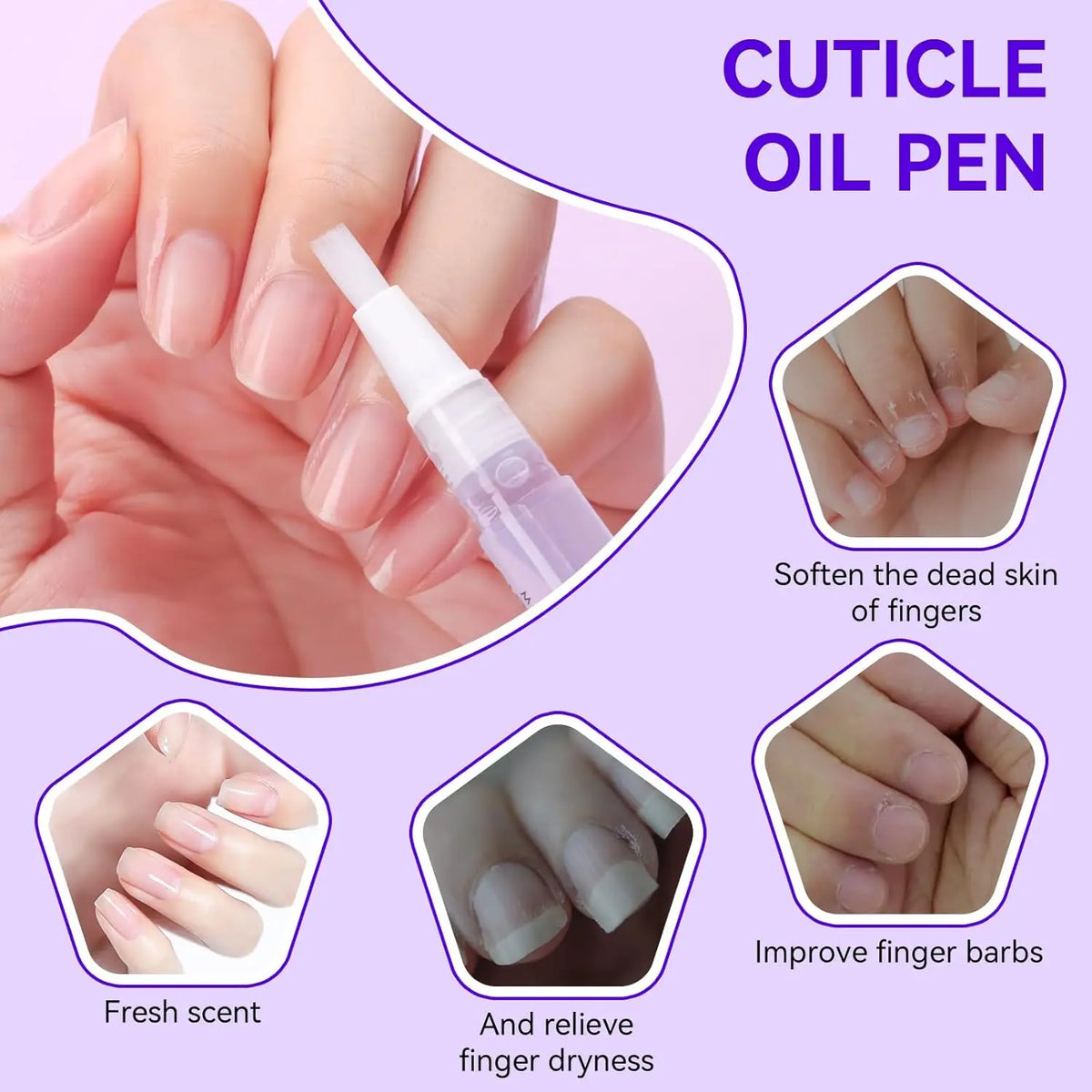 3PCS Cuticle Oil Pen Nail Care , 5ML Nails Revitalizer & Moisturizer with Vitamin E, Cuticles Oils Kit for Manicure Nail Supplie