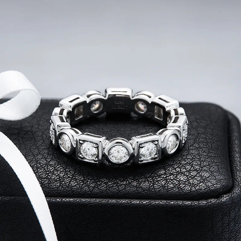 Luxury 3 Carat Round Emerald Heart D Color Moissanite Emerald Wedding Rings For Women 925 Sterling Silver Women's Ring 18k Gold Plated Fine Jewelry Anniversary Engagement Bride Gift For Wife Girl Friend Ship From US