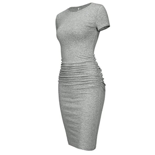 Women's Short Sleeve Ruched Bodycon Sundress – Knee Length T-Shirt Dress for Trendy Casual Summer Outfits
Stylish & Comfortable Bodycon Dress for Everyday Fashion
Upgrade your warm-weather wardrobe with this Women's Short S