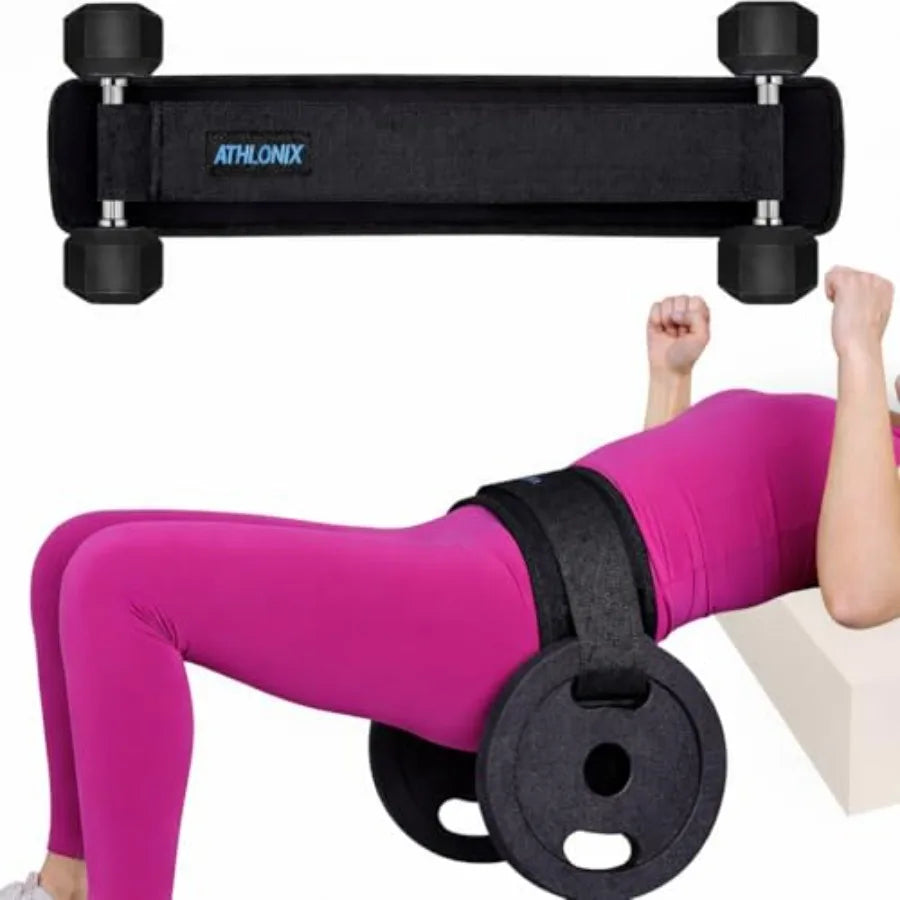 Hip Thrusts Belt for Weights, Kettlebells and Dumbbells, Extra Wide and Long Design with Thick Padding, Glute Builder Hip Thrus