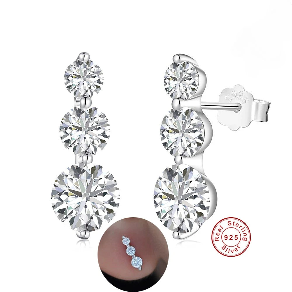 Personalized Minimalist 1.2 Carat Moissanite Digital Stud Earrings for Women Anniversary Engagement Jewelry Wholesale