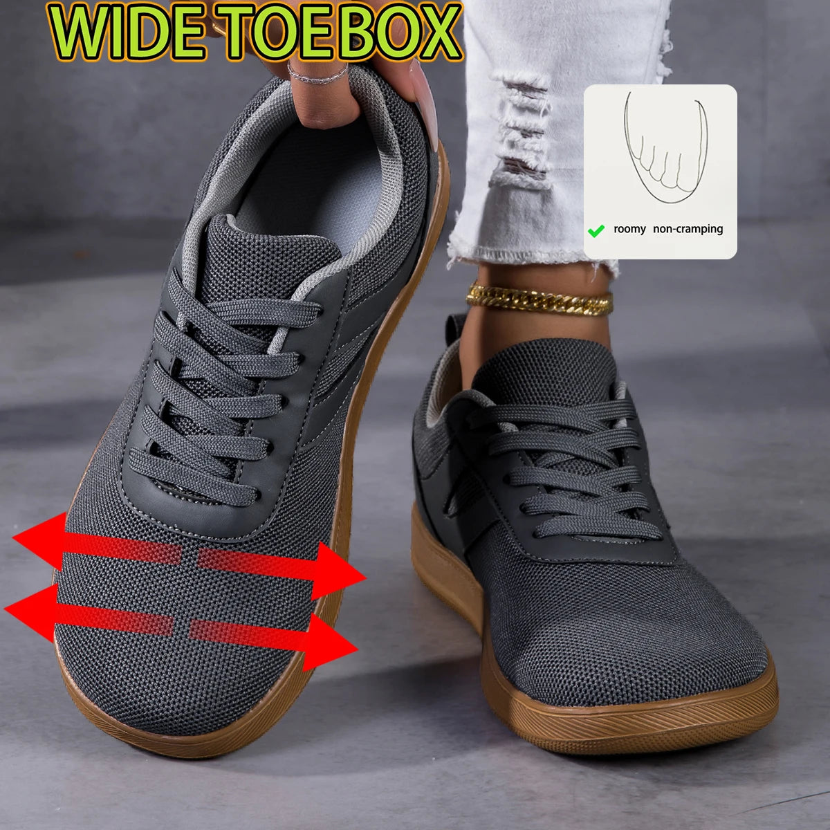 2026 New Wide-Toe Women's Sneakers, Breathable and Slip-Resistant, Comfortable and Lightweight Casual Shoes for Daily Walking and Training, German-Style Trainer, Unisex Design