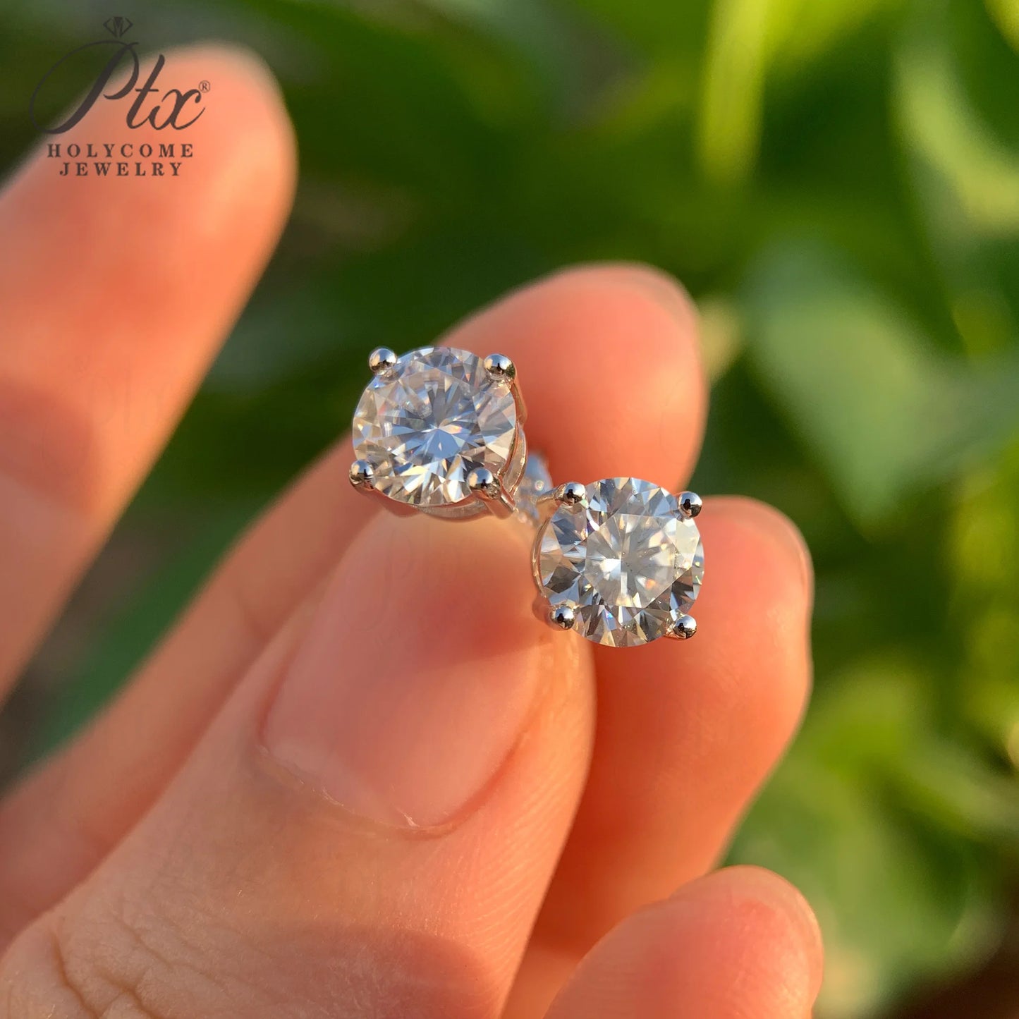 Moissanite Earrings Shinning 4 Prongs Ear Stud 925 Sterling Silver 5mm D Color for Women Gemstone Wedding Anniversary Fine Jewelry