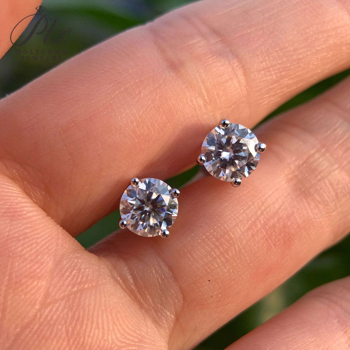 Moissanite Earrings Shinning 4 Prongs Ear Stud 925 Sterling Silver 5mm D Color for Women Gemstone Wedding Anniversary Fine Jewelry
