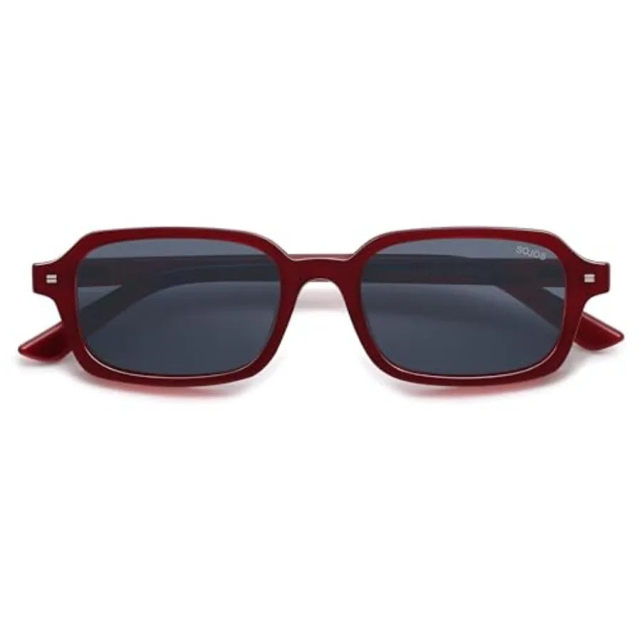 Trendy Rectangle Polarized Sunglasses Womens Mens, Small Retro Fashion Thin Slim Square Sunnies SJ2610