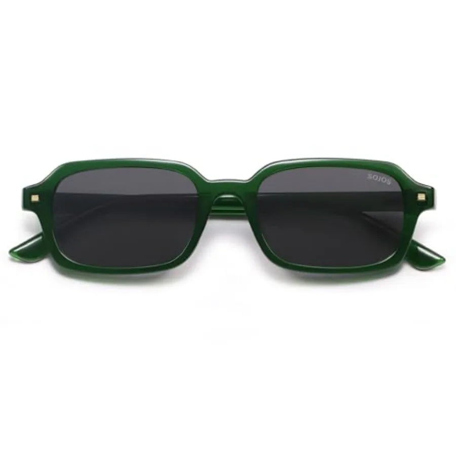 Trendy Rectangle Polarized Sunglasses Womens Mens, Small Retro Fashion Thin Slim Square Sunnies SJ2610