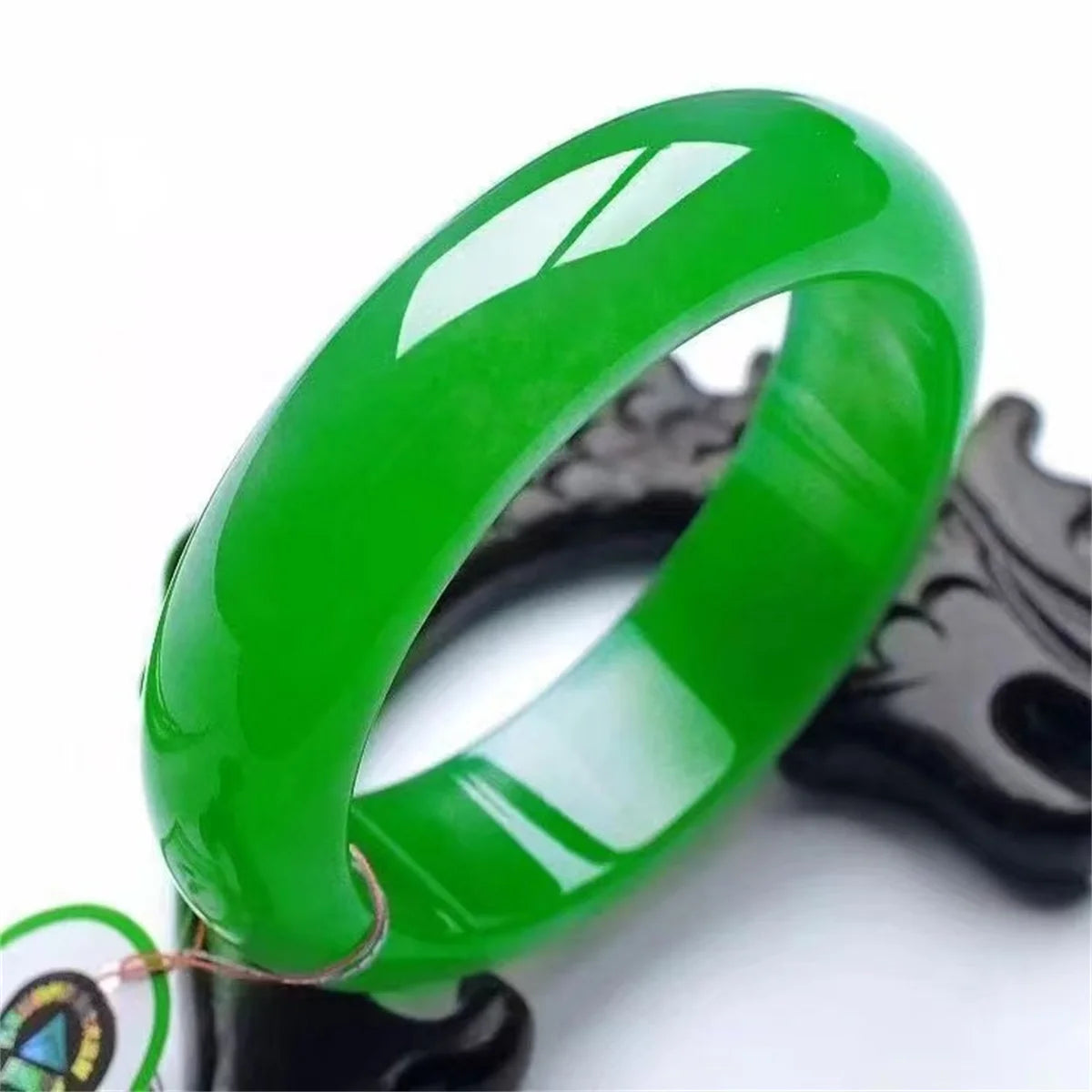 Light Green Jade Bracelet Fashion Accessories Jadeite Natural Charm Jewelry Women Men Handcarved Round Bangle Hand Ring