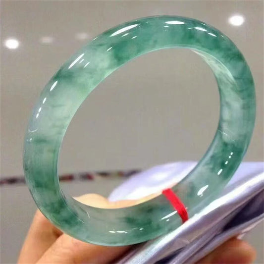 Light Green Jade Bracelet Fashion Accessories Jadeite Natural Charm Jewelry Women Men Handcarved Round Bangle Hand Ring
