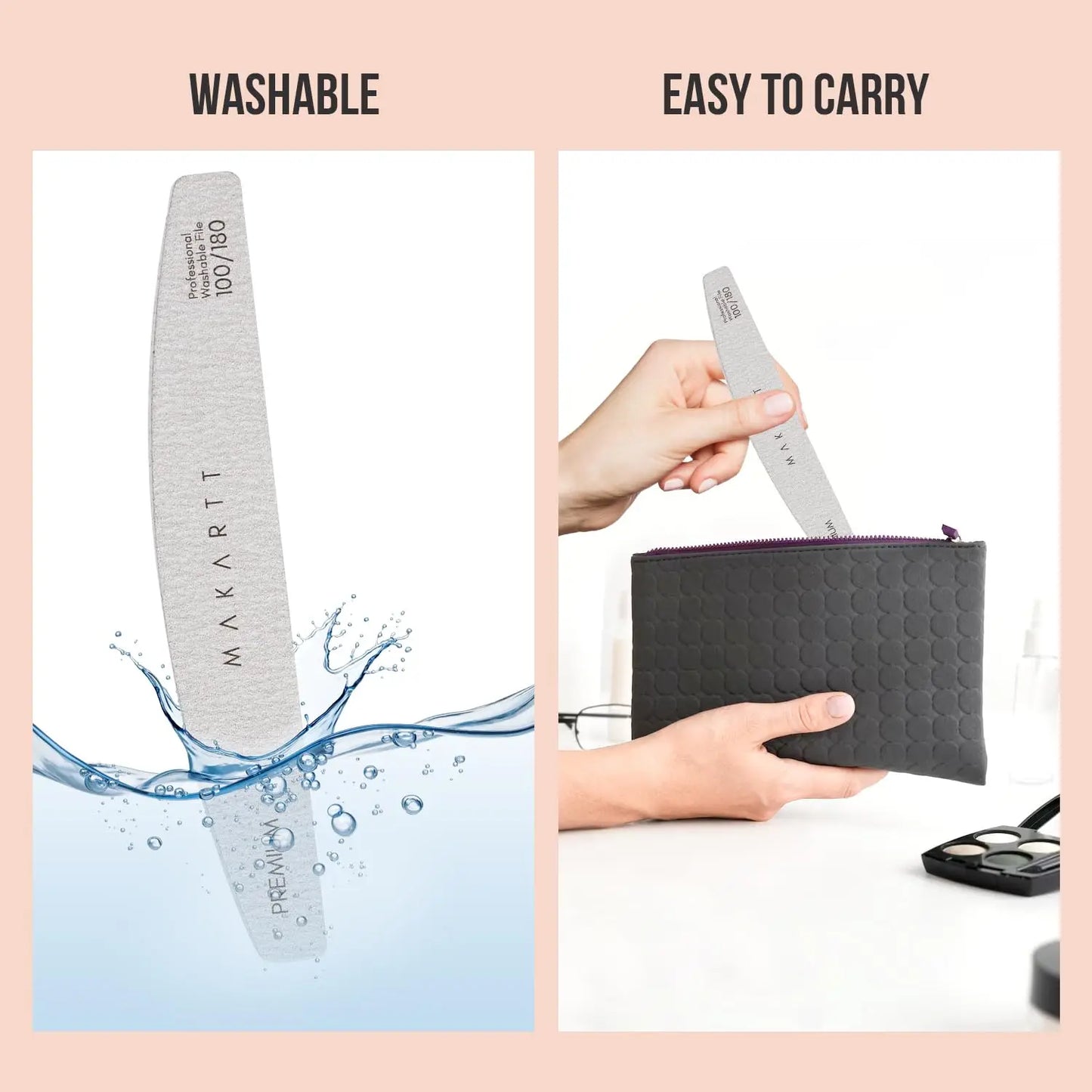 Makartt Nail File 100/180 Grit Emery Boards for Nails, 10Pcs Doubled Sides Coarse Fingernail Filer for Acrylic and Extension