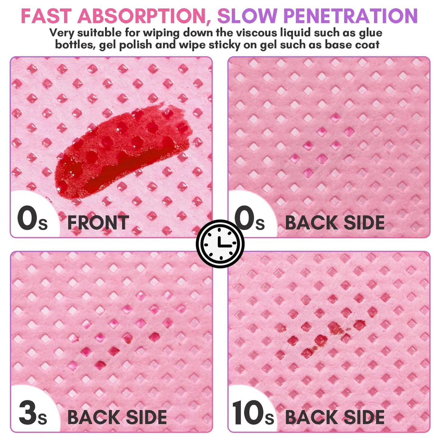 Pink Lint Free Nail Wipes for Gel Nail Polish Remover, 1000pcs Super Absorbent Soft Nail Wipes Gel Pads for Eyelash Extensions