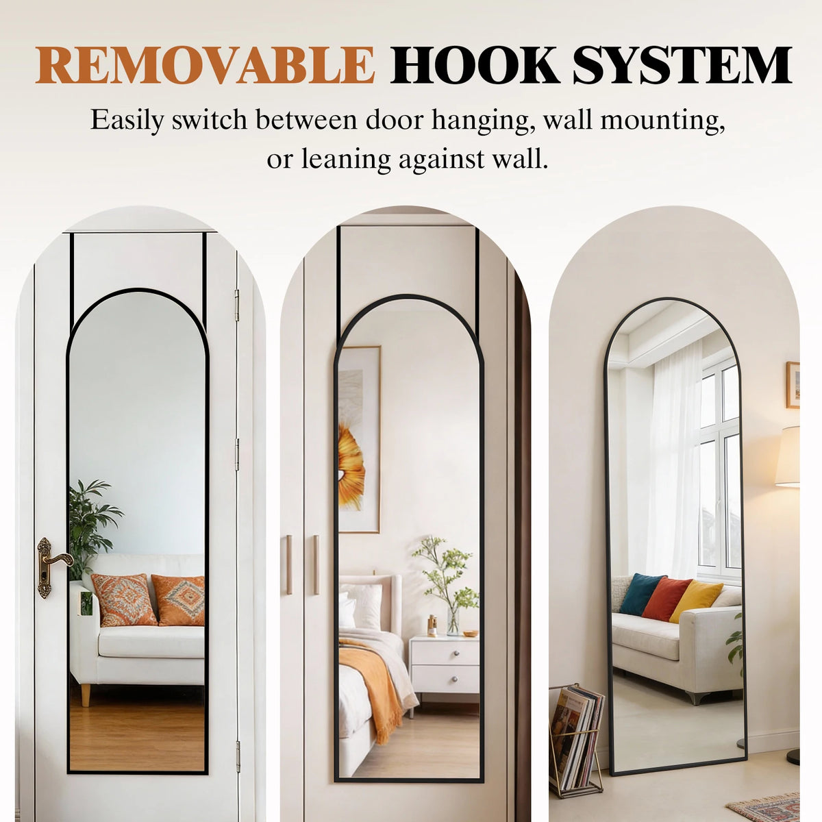 JHK 47"x14" Full Body Wall Mirror Standing Hanging or Leaning Wall-Mounted Mirrors with Stand Aluminum Alloy Frame Living Room