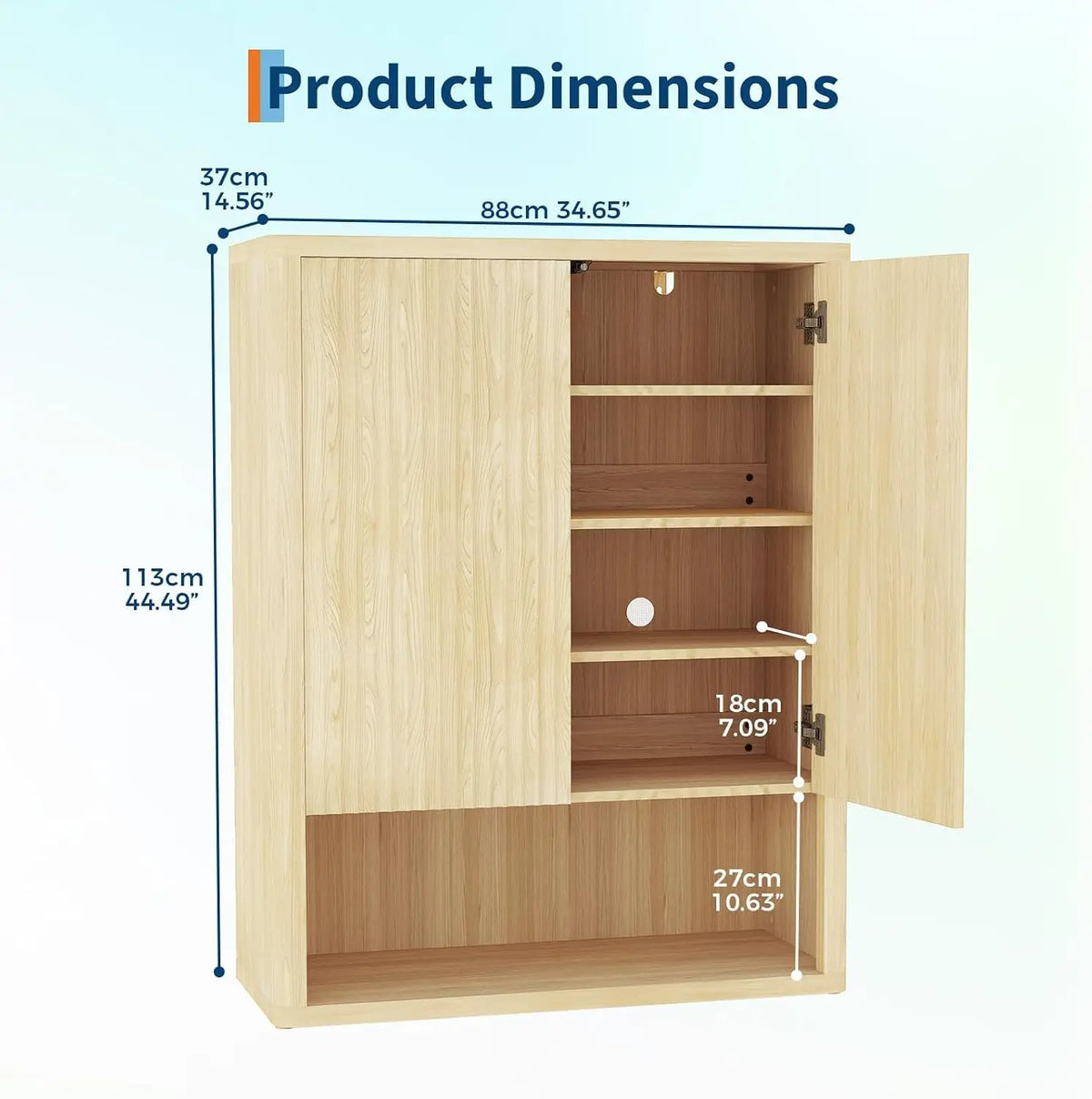 44.5 in Tall Fluted Shoe Cabinet with Doors, Large Wooden Shoe Storage Cabinet with Adjustable Shelves, Mid Century Free Standing 6-Tier Cabinet for Entryway Hallway Living Room Closet