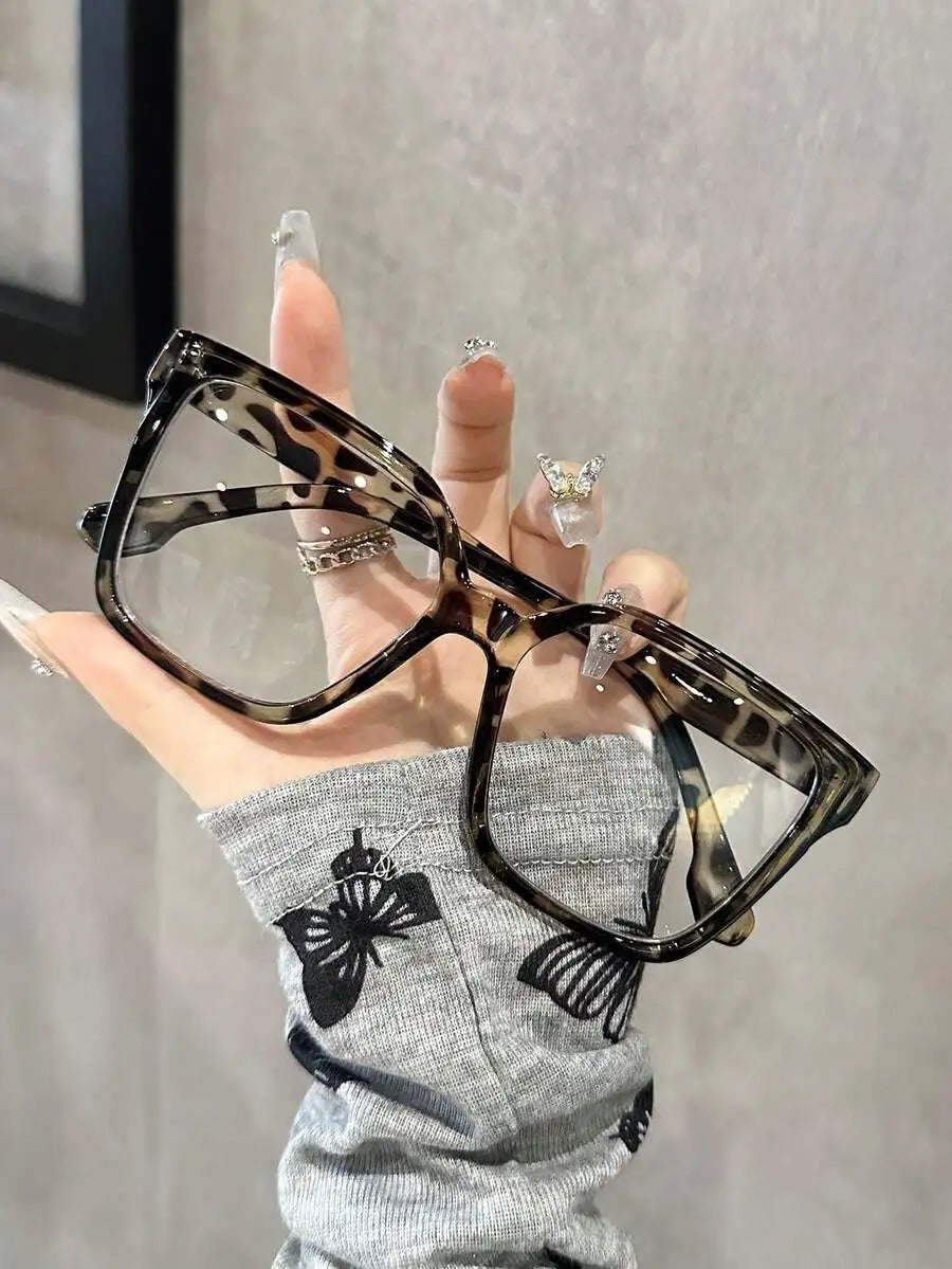 1-4 Pairs Women's Multi-Color Plastic Square Casual Classic Portable Transparent Glasses Set, Suitable For Back To School,