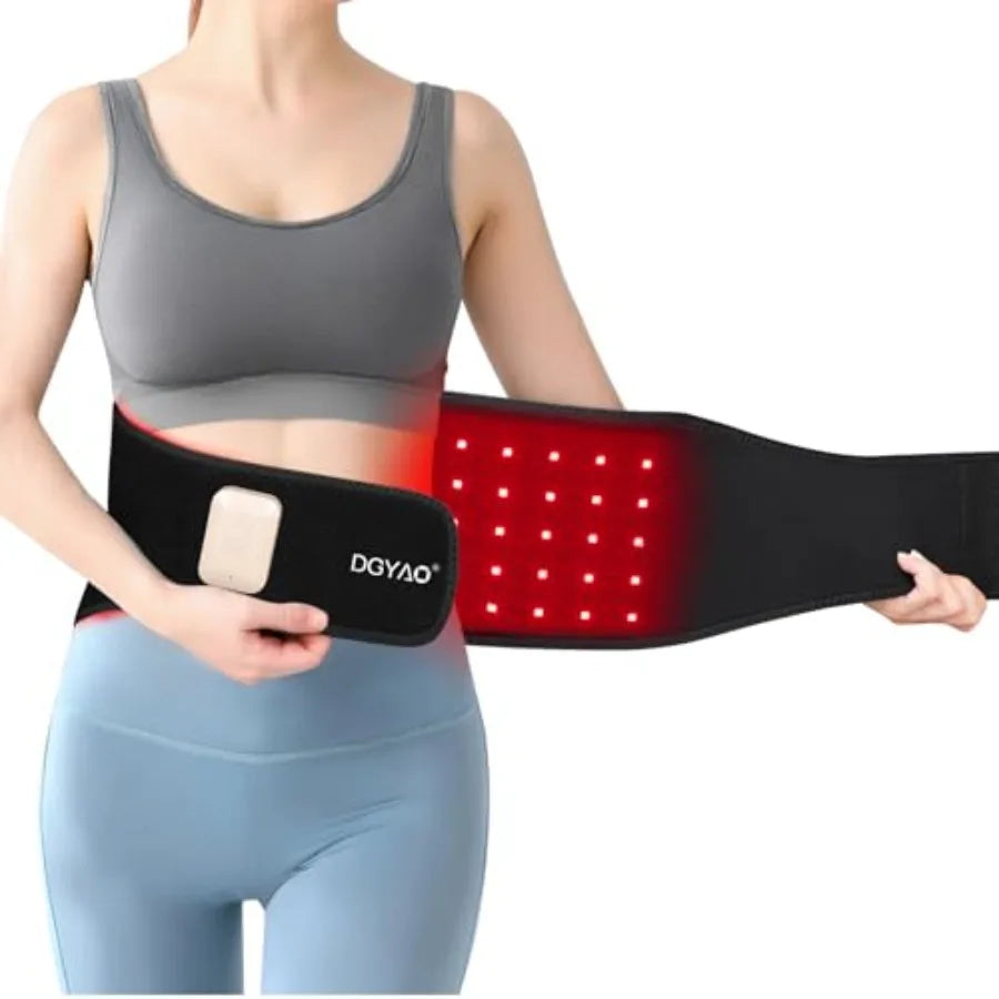 Red Light Therapy Belt for Back Pain Relief, Portable 660nm Light Therapy Wrap for Body and Waist, Rechargeable Cordless Contro