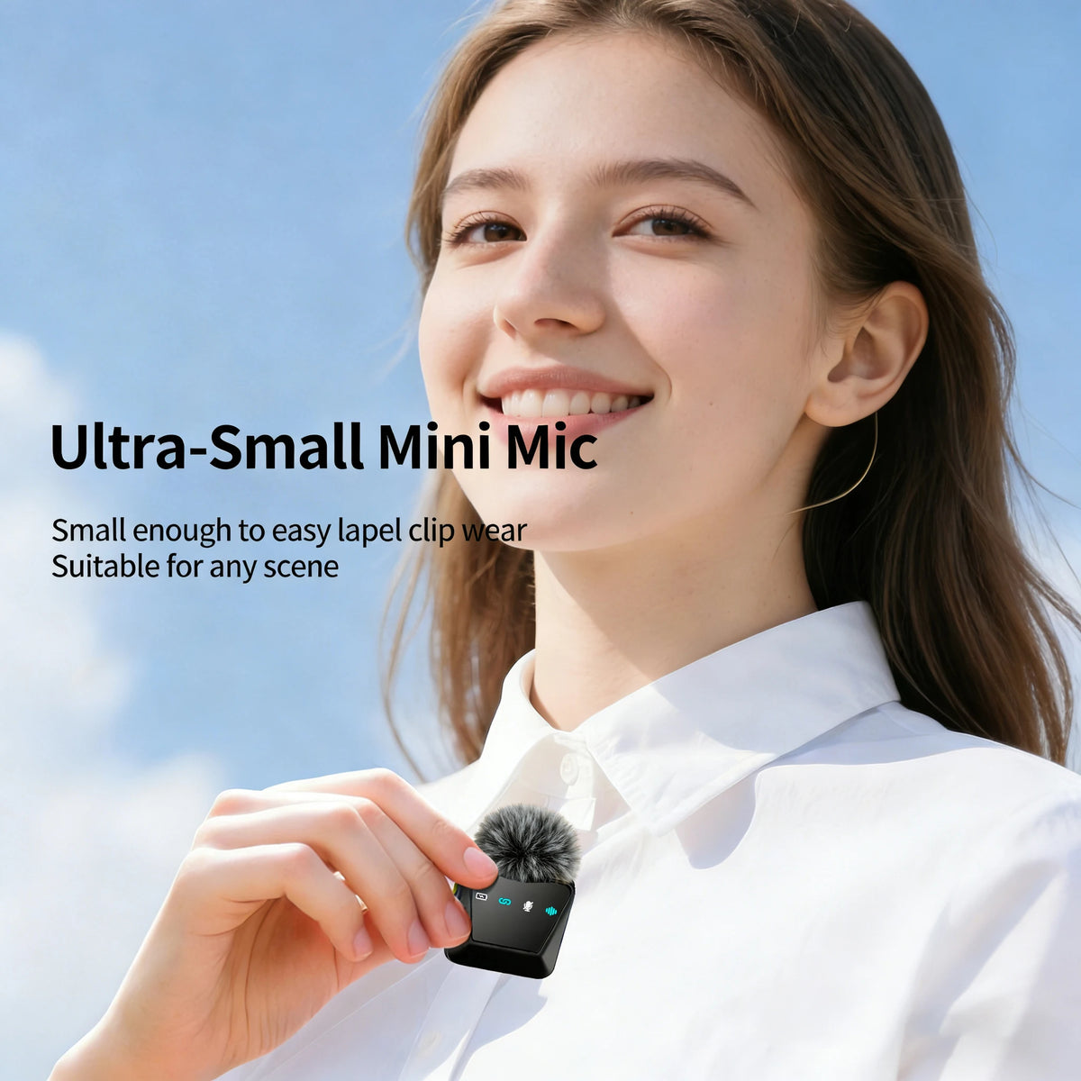 Wireless Lavalier Microphone with Charging Case, Long Battery Life, Windproof Ball, Intelligent Noise Reduction, Type-C