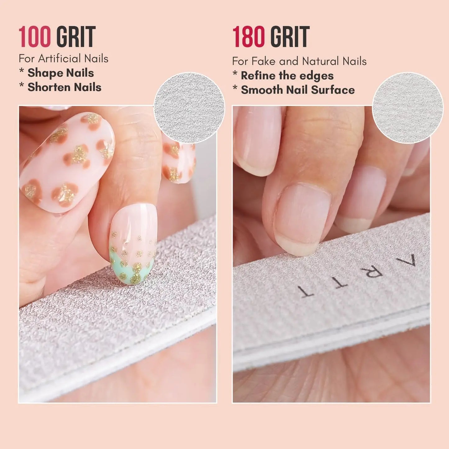 Makartt Nail File 100/180 Grit Emery Boards for Nails, 10Pcs Doubled Sides Coarse Fingernail Filer for Acrylic and Extension