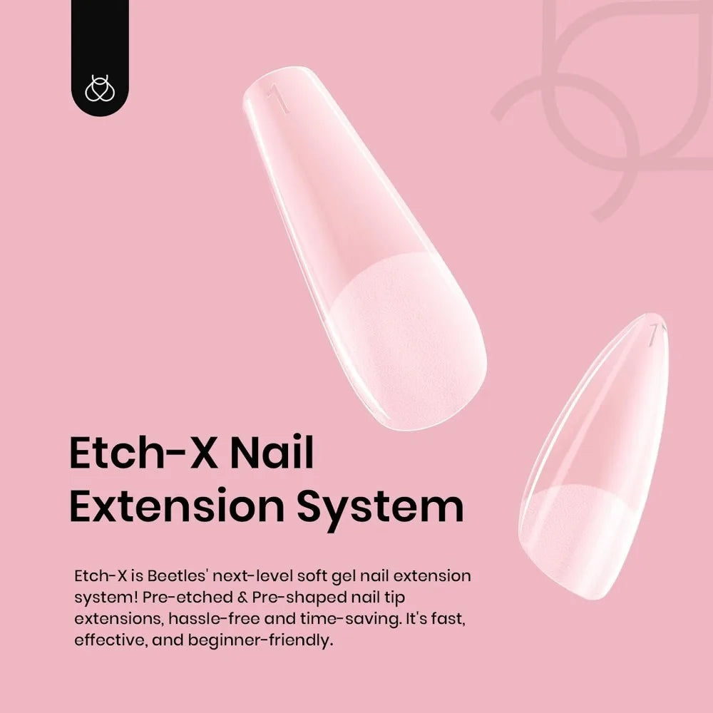 Pre-Etched Short Almond Soft Gel Nail Tips 288pcs Full Cover Acrylic Fake Nails Easy DIY Extension Press On Nails Salon Quality Nail Art Supplies 12 Sizes Gift for Women
