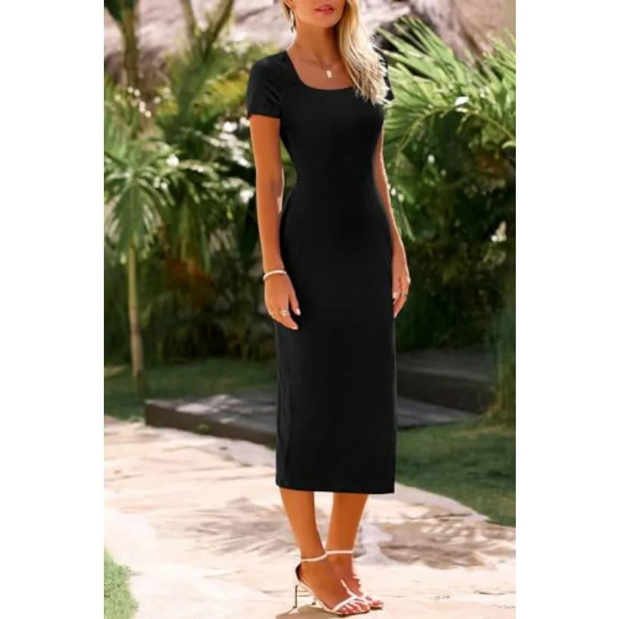 I love how this dress combines comfort and elegance in such an effortless way. The ribbed knit fabric gives it a beautiful texture while the bodycon fit creates a flattering silhouette that feels feminine without being overdo