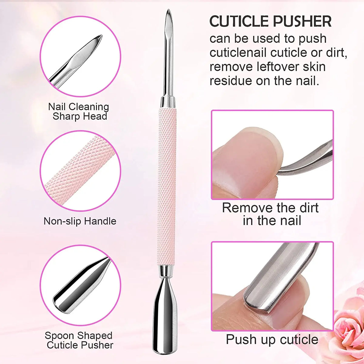 Cuticle Trimmer Cuticle Remover with Cuticle Pusher, Professional Stainless Steel Durable Pedicure Manicure Tools Cutter Nipper