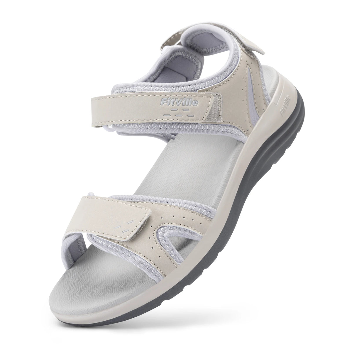 FitVille Women's Sandals Adjustable Ankle Strap for Swollen and Flat Feet Wide Arch Support Open Toe Orthopedic Sandals