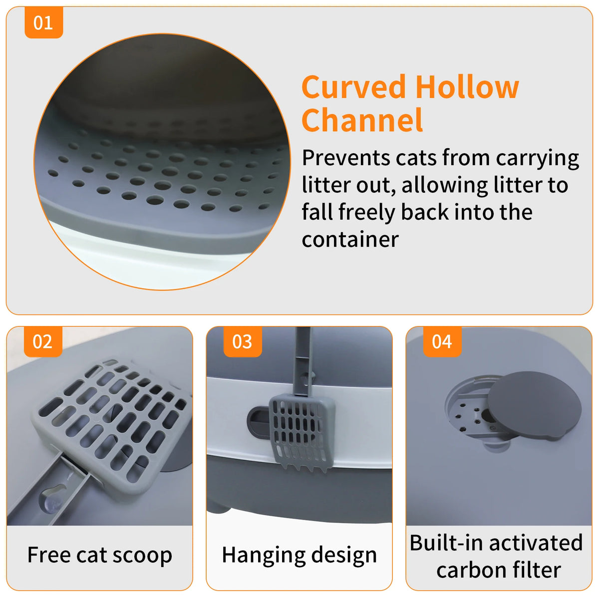 Large Enclosed Cat Litter Box Hooded Kitty Pan Box Front Entry Toilet Tray with Litter Scoop Anti-Splashing
love. Wendy~