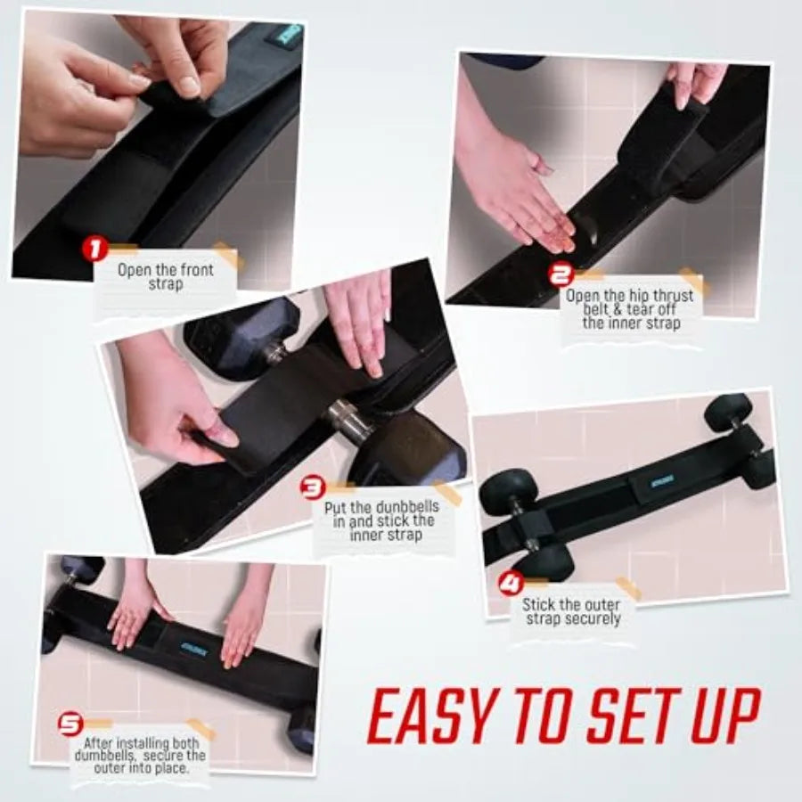 Hip Thrusts Belt for Weights, Kettlebells and Dumbbells, Extra Wide and Long Design with Thick Padding, Glute Builder Hip Thrus