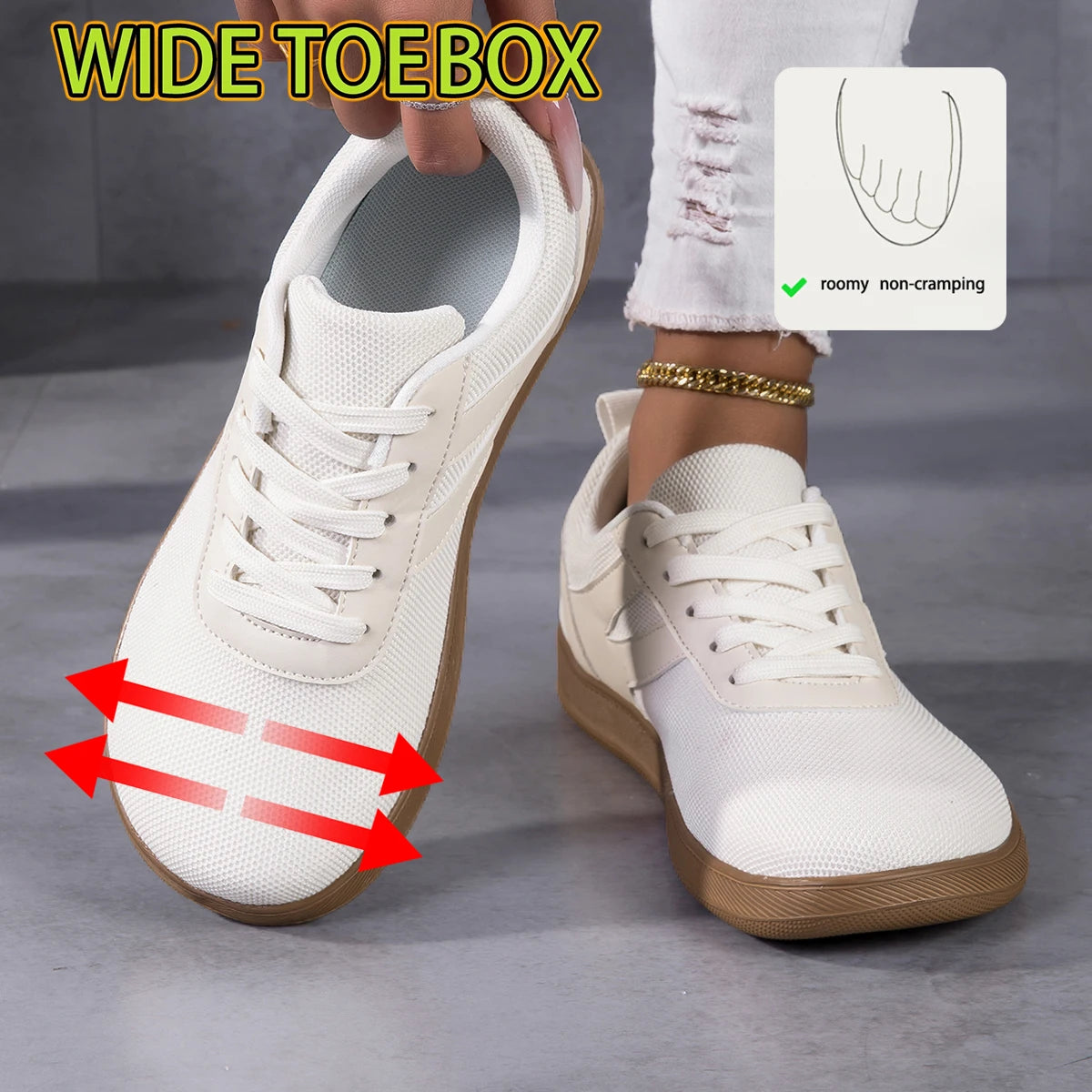 2026 New Wide-Toe Women's Sneakers, Breathable and Slip-Resistant, Comfortable and Lightweight Casual Shoes for Daily Walking and Training, German-Style Trainer, Unisex Design