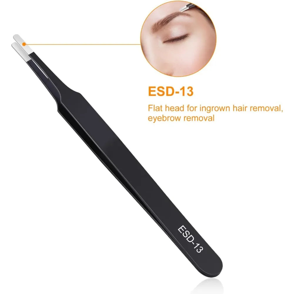 Professional Anti Static Tweezers Set of 3 Stainless Steel Precision Tools for Electronics Repair Soldering Jewelry Making Lab and Craft Projects
