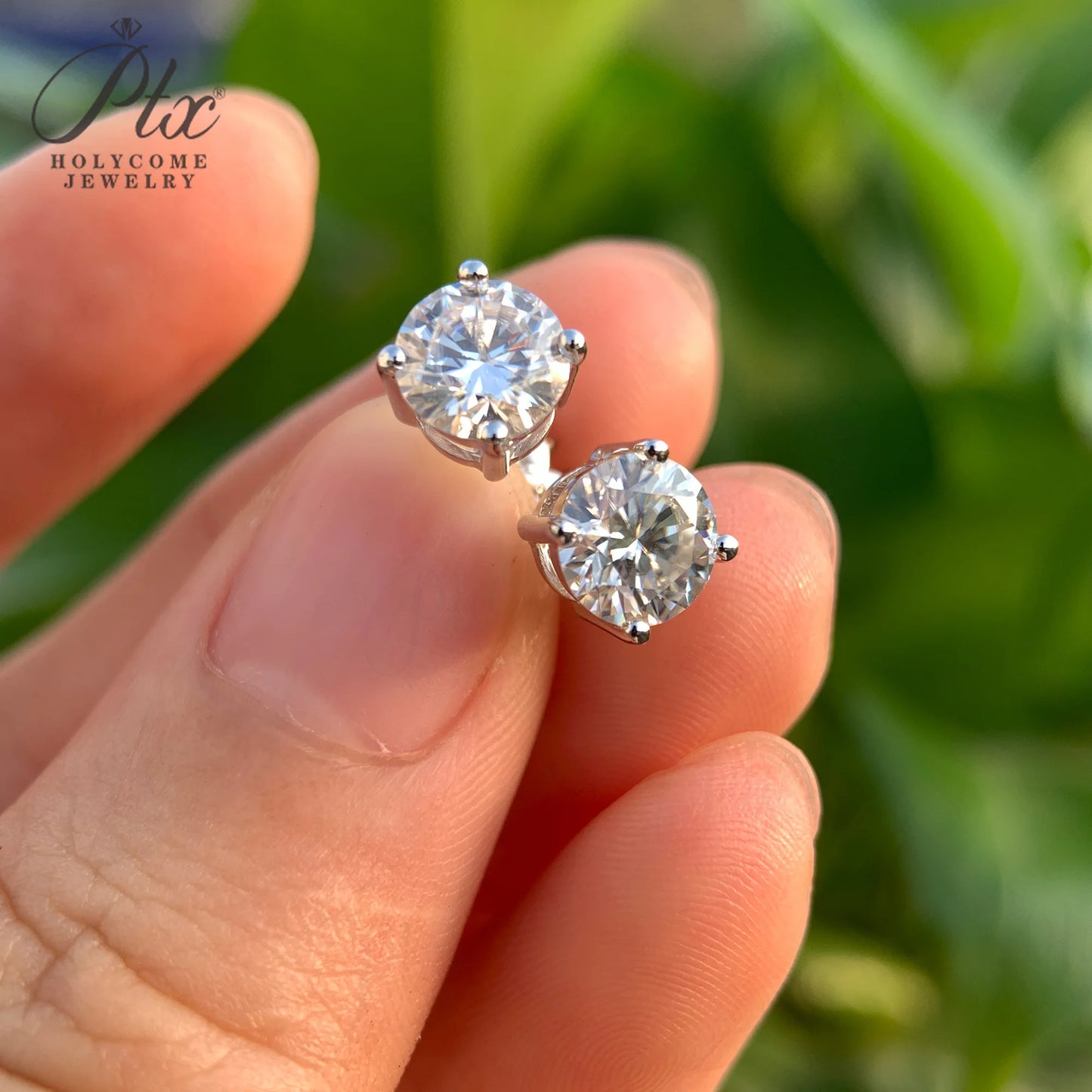 Moissanite Earrings Shinning 4 Prongs Ear Stud 925 Sterling Silver 5mm D Color for Women Gemstone Wedding Anniversary Fine Jewelry
