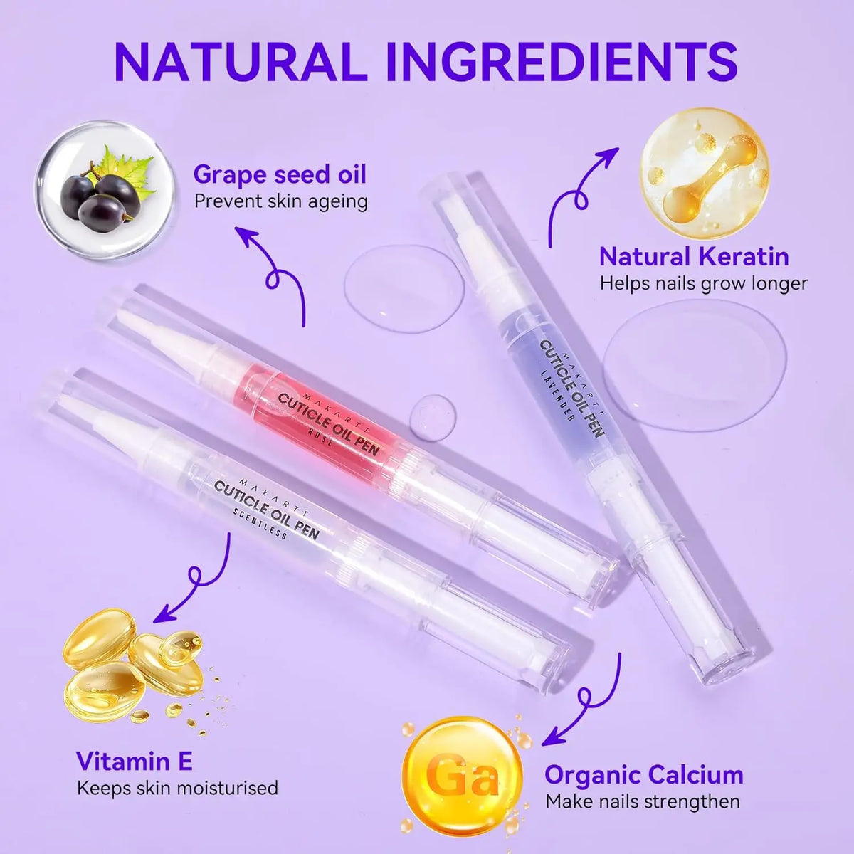 3PCS Cuticle Oil Pen Nail Care , 5ML Nails Revitalizer & Moisturizer with Vitamin E, Cuticles Oils Kit for Manicure Nail Supplie